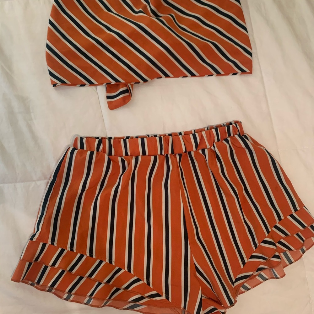 Orange & Dark Olive 2-Piece Set, Size M
